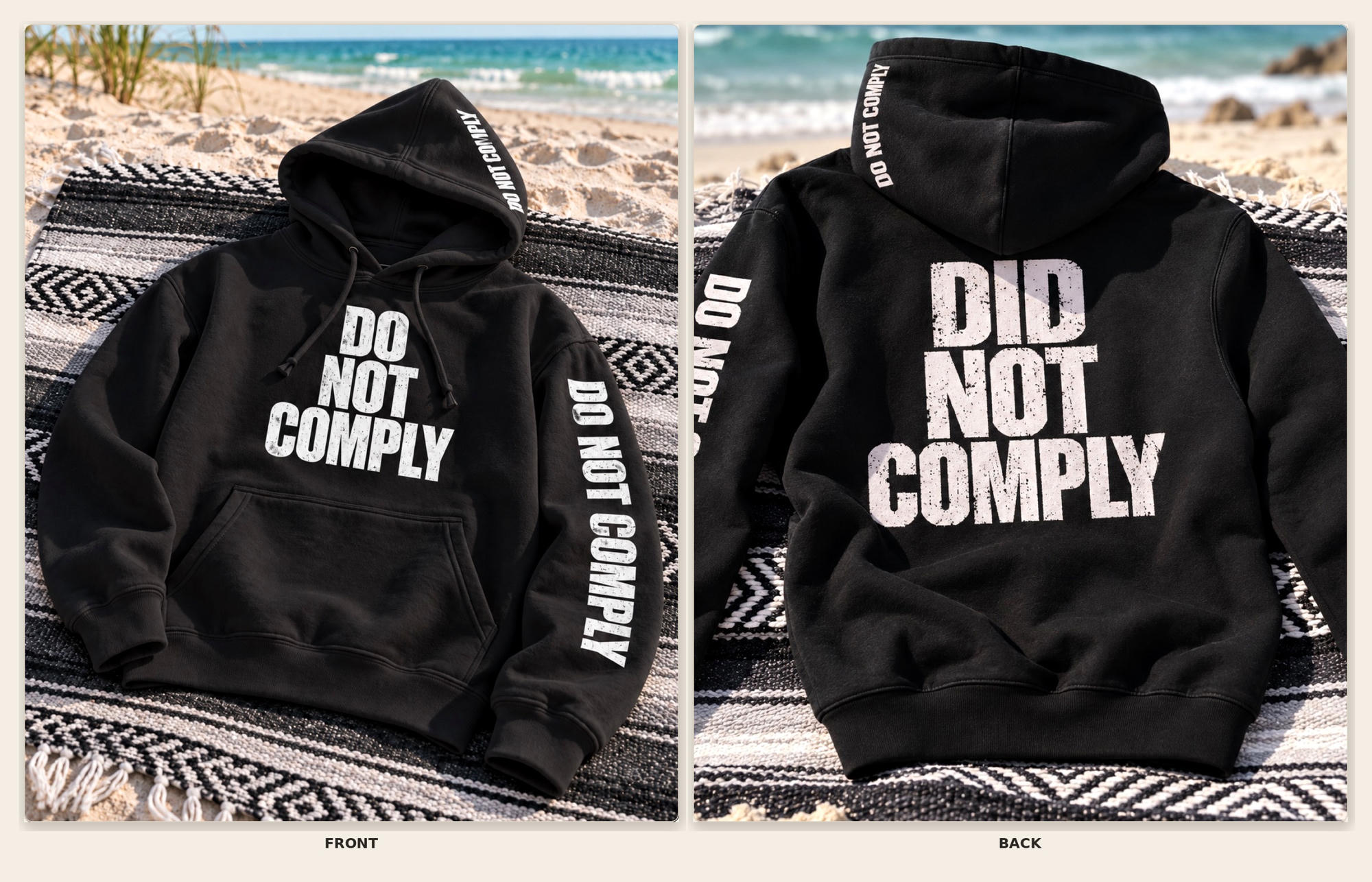 Heavyweight DO NOT COMPLY Hoodie — Black