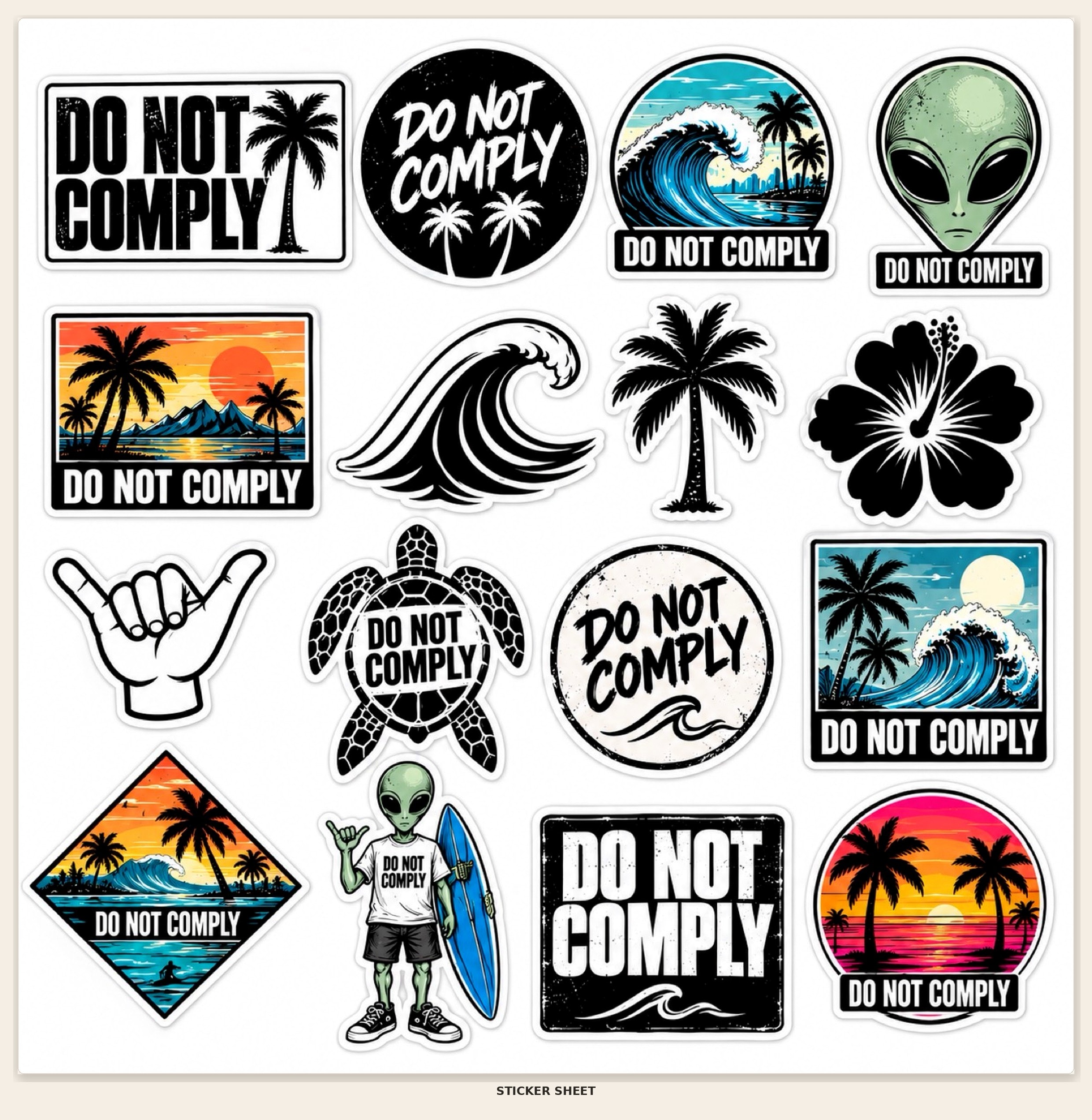 DO NOT COMPLY Sticker Sheet